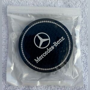 NWT Mercedes Benz Silicone Car Coasters (2 pack) - Black with Rhinestones